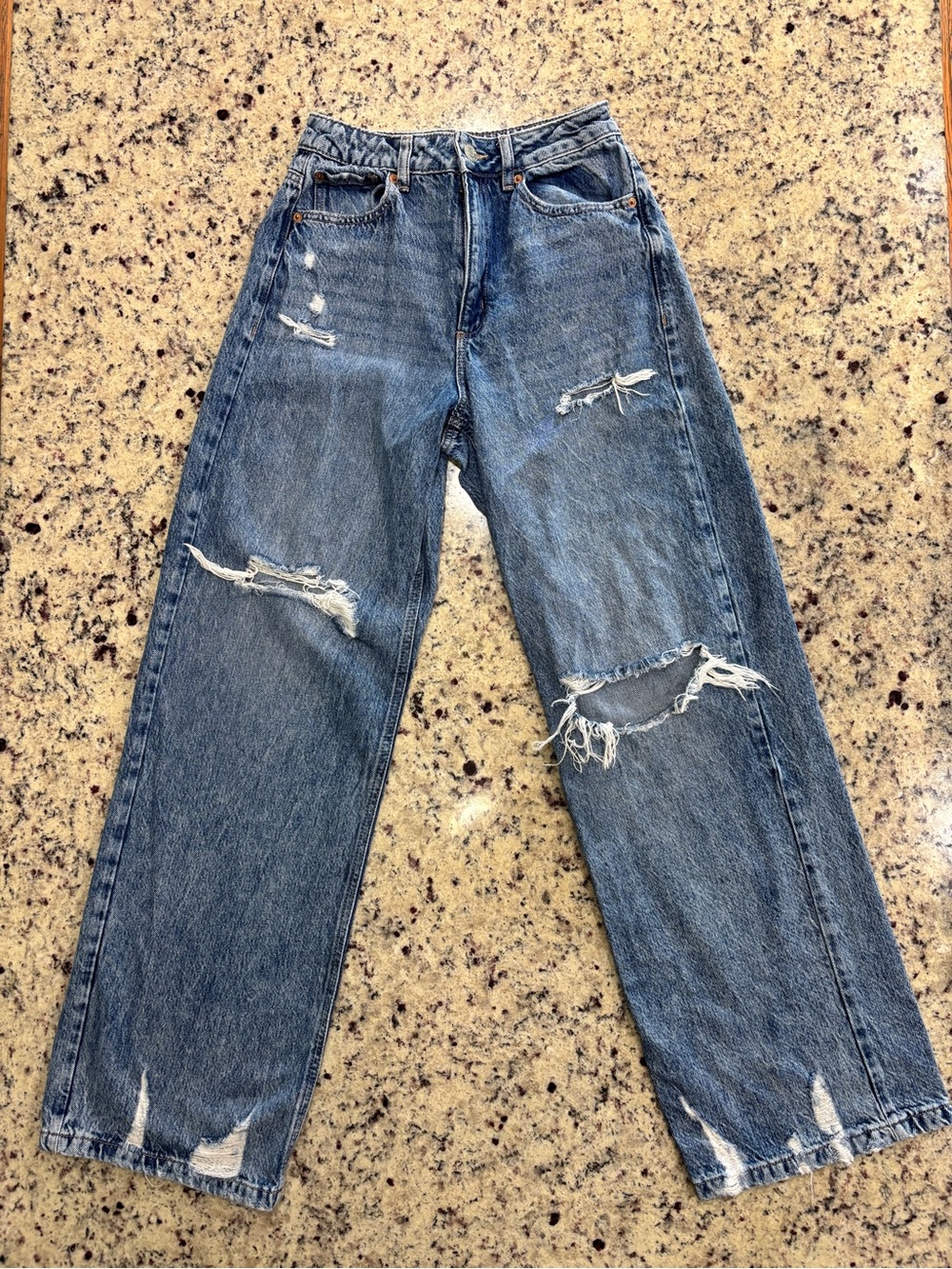 Garage Women's Wide Leg Distressed Blue Jeans - Size 1